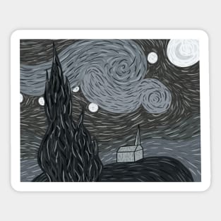 Black and white Starry Night Sticker